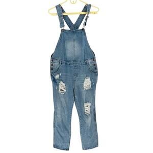 Mod Ref Boyfriend Distressed Denim Overalls bibs artsy school festival size S